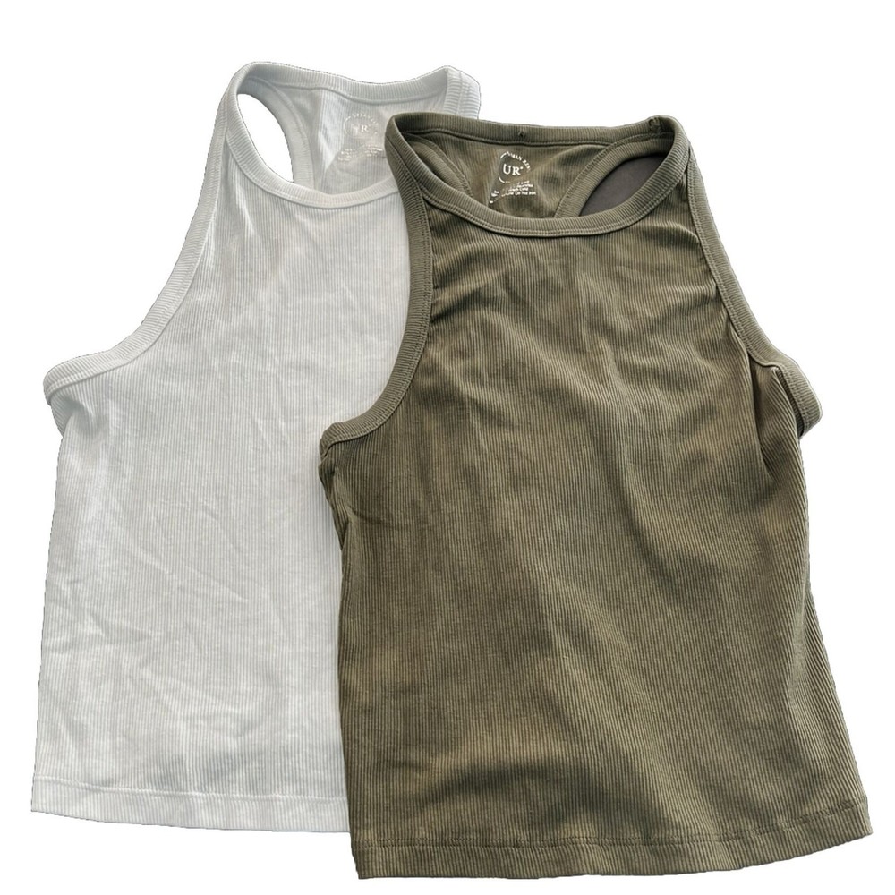 Urban Rebel 2 Pack Of Tank Tops. White And Dark Green. Large. NWT
